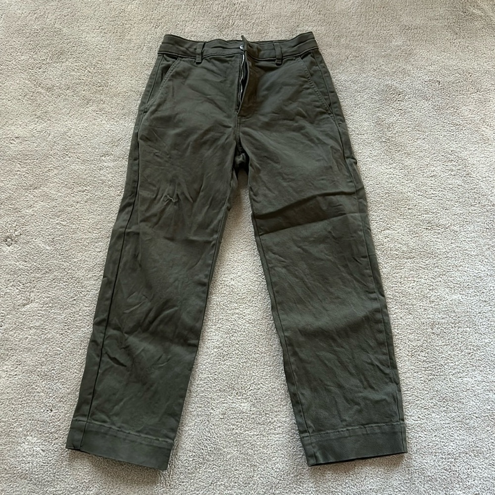 Everlane straight-leg pant, green (kalamata), size 2R